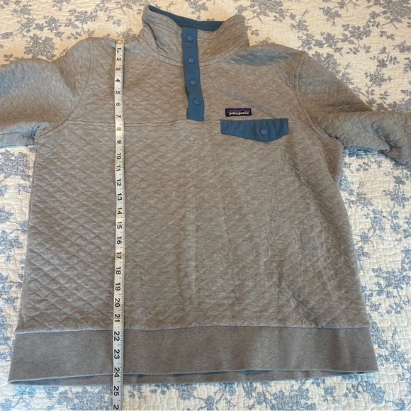 Patagonia Organic Cotton Quilted T-Snap Pullover Size Large Drifter Grey - Picture 8 of 10